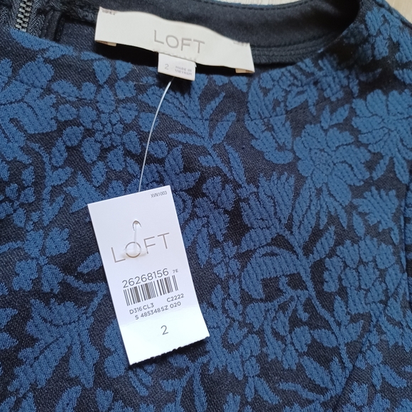 LOFT Jacquard Mini Dress Blue Black NWT - Picture 10 of 11